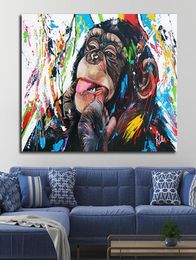 Graffiti Pop Cute Monkey Canvas Paintings Colorful Printed Poster Wall Art Pictures for Living Room Home Decor No Frame2539957