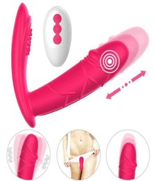 Wearable Panty Vibrator Wireless Remote Automatic Thrusting Dildo Vibrator GSpot Clitoris Stimulate Adult Toy For Woman Q06023057665