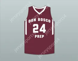 CUSTOM NAY Name Youth/Kids RON HARPER JR 24 DON BOSCO PREPARATORY HIGH SCHOOL IRONMEN MAROON BASKETBALL JERSEY 2 Stitched S-6XL