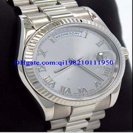 Christmas Gift mens watch President 118239 18K White Gold Silver Roman Dial watch 36mm Dress Styles 229E