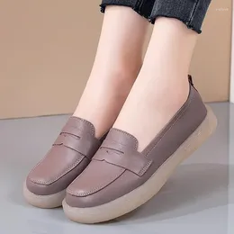 Casual Shoes Genuine Leather Pumps Women's Autumn Middle-Aged Low-Cut Mom Soft Bottom Moccasins Loafers