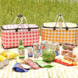 Waterproof Foil Cooler bagPicnic Basket Cooler Case BoxThermal Insulated BagFoldable Aluminium FrameFruit Storage Bag 240518