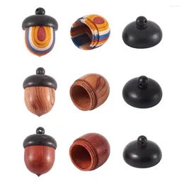 Pendant Necklaces 3Pcs/Bag Wooden Acorn Box Pendants Wood Charms For DIY Autumn Theme Locket Necklace Mobile Phone Decoration Making Kit