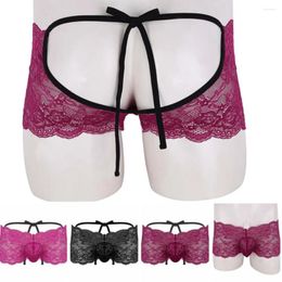 Underpants Erotic Sissy Panties Mens Lingerie See Through Floral Lace Up Low Rise String Pouch Thong Briefs Sexy Gay Tanga Underwear