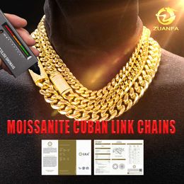 Designer Jewellery Pendant Necklaces Moissanite Diamond Pass Diamond Tester Iced Out Clasp 8mm 10mm 12mm 14mm 18mm Stainless Steel Gold Plated Cuban Link Chain