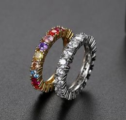 Zircon plated Genuine Gold Trend Men039s Ring Cuban Link Band Mens Hip Hop Jewellery6219738