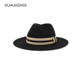 New 2020 Winter Wool Fedora Hat For Women Felt Cap Wide Brim Ladies Trilby Hat Men Panama Party Formal Top Hat51727031453747