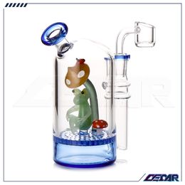 5.5 Inch Tree frog Hookah Hand Blown DAB Oil Rig Wholesale Recycler Bong Glass Smoking Water Pipe With 14mm Quartz Banger