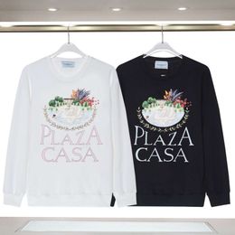 Casablanca Men's Hoodies Sweatshirts Autumn/winter Round Neck Sweater White Swan Plant Print Casual Loose Sweater Designer Casa Blanca B5su