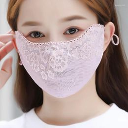 Scarves Sweet Flower Sunscreen Thin Lace Mask Outdoors Sunshade For Women Solid Colour Face Cover UV Protection Adjustable