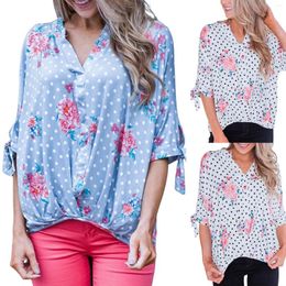Women's Blouses Summer Elegant For Women 2024 Shirt Blouse Graphic Abstract Button Print Long Sleeve Casual Daily Blusa Feminino