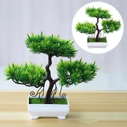 Decorative Flowers Year 2024 Artificial Plants Pine Bonsai Small Tree Pot Fake Potted Ornaments For Home El Garden Decor