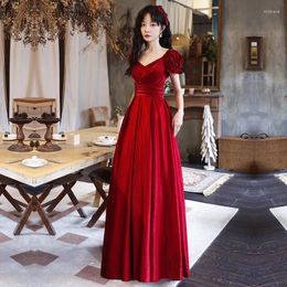 Party Dresses Wine Long Sweat Lady Girl Bridesmaid Promdress Performance Dress Gown