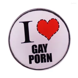 Brooches I Love Gay Porn LGBT Heart Enamel Brooch Pin Jeans Jacket Lapel Metal Pins Badges Exquisite Jewellery Accessories