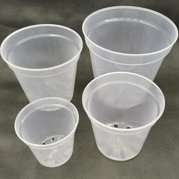 5 pieces of transparent plastic orchid pots with holes orchid pots transparent plant containers home and garden supplies 240514
