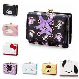 household Cute cartoon short style Japanese Wallet Cinnamoroll Wallet PU Leather Zipper Buckle Card Bag Melody Short Wallet th89