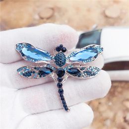 Brooches Dragonfly Vintage Blue Crystal Insect Brooch Pins For Women Animal Jewellery Fashion Coat Accessories Gifts