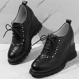 Boots Platform Wedges Pumps Women Lace Up Genuine Leather High Heel Motorcycle Female Round Toe Fashion Sneakers Casual Shoes