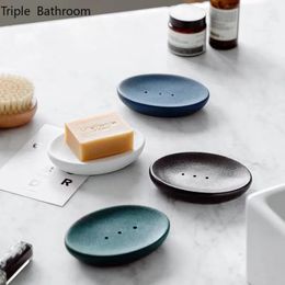 Light Luxury Ceramics Soap Dish Bathroom Draining Soap Holder Storage Supplies Restroom Soap Shelves Household Accessories 240518