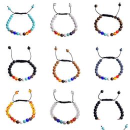 Beaded Seven Chakra Bracelets Men And Women Fashion Personality Aromatherapy Essential Oil Diffuser Bracelet Braided Rope Drop Deliv Dhkqj