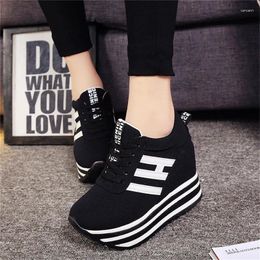 Casual Shoes High Flat Sole 9cm Large Women's 2024 Spring Hidden Wedge Heel Sneakers Vulcanised