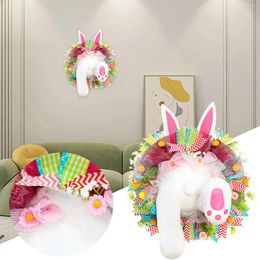 Decorative Flowers Easter Wreath Spring Decoration Front Door Wall Window Decor Outdoor Lighted