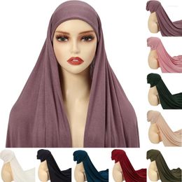 Ethnic Clothing Women Muslim Instant Chiffon Hijab With Jeresy Cotton Cap Hijabs Underscarf Bonnet Scarf Islamic Headscarf Headwrap Turbante