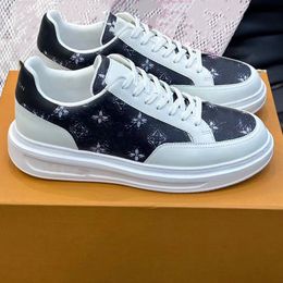 New Beverly Hills Low-top Sneakers men Shoes Chunky Rubber Sole White Black Grained Calf Leather Pattern Trainers Platform Sole Casual Walking 5.17 02