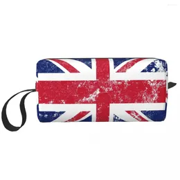 Cosmetic Bags Distressed Union Jack Flag Makeup Bag Organizer Storage Dopp Kit Toiletry For Women Beauty Pencil Case