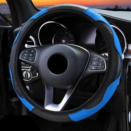 Steering Wheel Covers Automotive parts carbon Fibre PU leather steering wheel cover used for Captiva Mitsubishi Lancer Mazda 3 2008 Chevrolet Aveo T240518