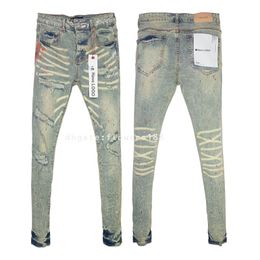 Men's Jeans Purple Brand Jeans American High Street Thin Stretch Wear Slim Wash Vintage Yellow Mud Jeans Printed Jeans Printed Jeans Women Punk Jeans Pure Jeans