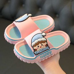 Slipper New Summer Aged 2-12 Children Slippers For Kids Cartoon Beach Sandal Boys Girls Non-slip Flip Flops Bathroom Indoor Home Shoes Y240518