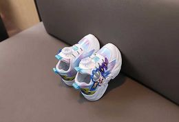 Athletic Outdoor Childrens Fashion Breathable Light-up Sneakers Girls Bright Velcro LED Shoes Kids Glowing Light Shoes Kids Shiny Light Sneakers Y240518