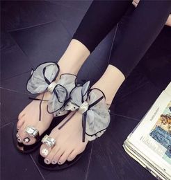 Crystal Flower Bow Flip Flop Slippers Sandals Women Shoes Summer Slides Ladies Outdoor Thong Party Flats 408088918