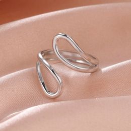 Stainless Steel Irregular Geometric Ring Gold Colour Open Finger Rings Minimalist Trendy Jewellery Valentine Day Gift