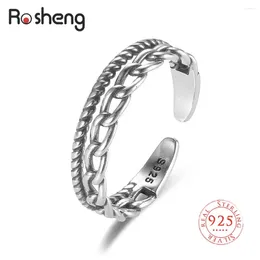 Cluster Rings 925 Sterling Silver Retro Hollow Open Finger Ring Sexy Elegant Hip-hop Fashion For Women Men Couple Birthday Party Gifts