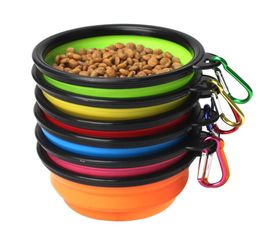 2020 Travel Collapsible Pet Dog Cat Accessories Feeding Bowl Water Dish Feeder Silicone Foldable 6 Colours Dog Bowl To Choose9798030