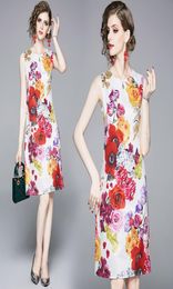 New 2020 Summer Chic Floral Print Round Crew Neck Sexy Sleeveless Women Ladies Casual Party Beach Luxury A-line Mini Vest Shift Dress3905260