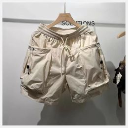 Mens Shorts Loose Harajuku Streetwear Multi-Pocket Fashion Overalls Shorts Quick Dry Outdoor Casual Fitness High Quality Shorts 240516