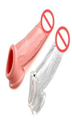 Reuseable Penis Sleeve Extender Delay Ejaculation Double Hole Rings Realistic Cock Ring Dildo Sleeve Sex Toys for Men247h7456946