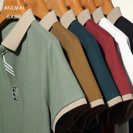 Mens Business Polo Shirt Summer Lapel Sweatwear Casual Solid Colour Basic Vneck Breathable cotton Tshirts 240509