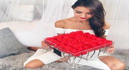 Transparent Acrylic Rose Flower Box With Lid Compartment Extra Large Cover Romantic Freshkeep7648578