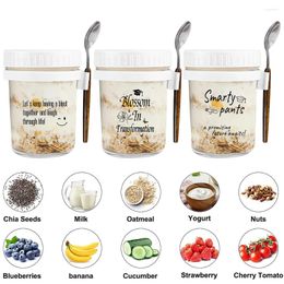 Storage Bottles Overnight Oats Container With Lid And Spoon Canning Jars Airtight Snap For Cereal Fruit Milk Salad Yogurt Meal Prep
