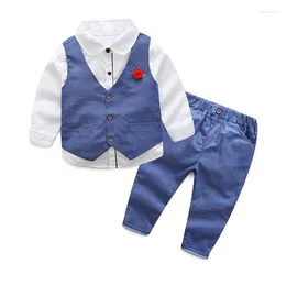 Clothing Sets 3 Pieces Set Spring Autumn Children Kids Boy Suit Vest Gentleman Clothes For Wedding Formal