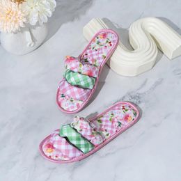 Slippers Style Women Spring And Autumn Embroidered Two-color Home Indoor Open Toe Trendy Retro