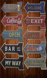 way out exit welcome ice cold beer bar arrow directional Tin Signs Retro Metal Sign Antique Painting Decor Wall Cafe Pub Shop Rest9522052