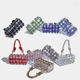 Evening Bags Women's Bag Clear Acrylic Woven Small Square Summer Diamond Box Mobile Phone Underarm Handbag Dinner