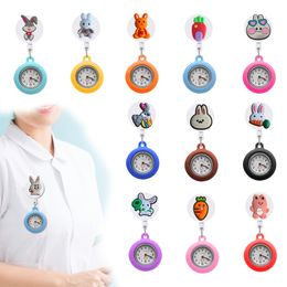 Childrens Watches Rabbit Clip Pocket On Quartz Watch With Second Hand Nurse Glow Pointer In The Dark Brooch Watche For Sile Case Dro Otjso