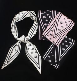 whole 2019 Europe and America 110cm tied bag handle silk scarf ribbon Ms Twill Printing silk skull head ghost wild small scar296399858416