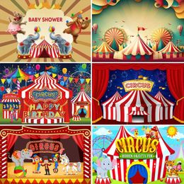 Party Decoration Red Circus Tent Balloon Carnival Night Theme Birthday Pography Background Born For Kids Baby Shower Decor Supplies